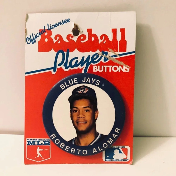 Vtg Roberto Alomar Baseball Player Button Toronto  Blue Jays - Picture 1 of 13